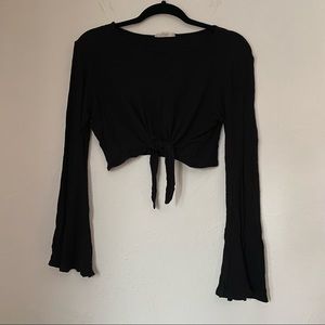 LA Hearts Cropped Peasant Blouse with tie